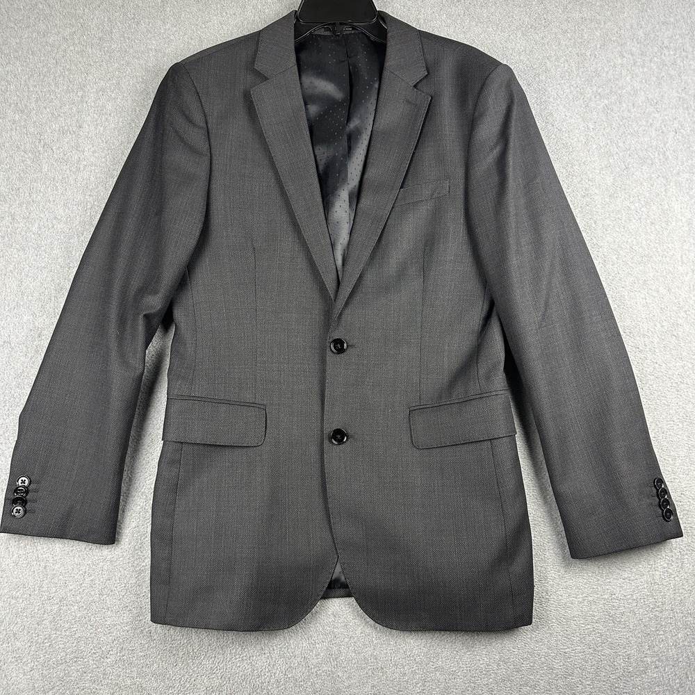 Express Producer Suit Jacket Mens 36R Gray Modern Fit 2 Button Notch Lapel